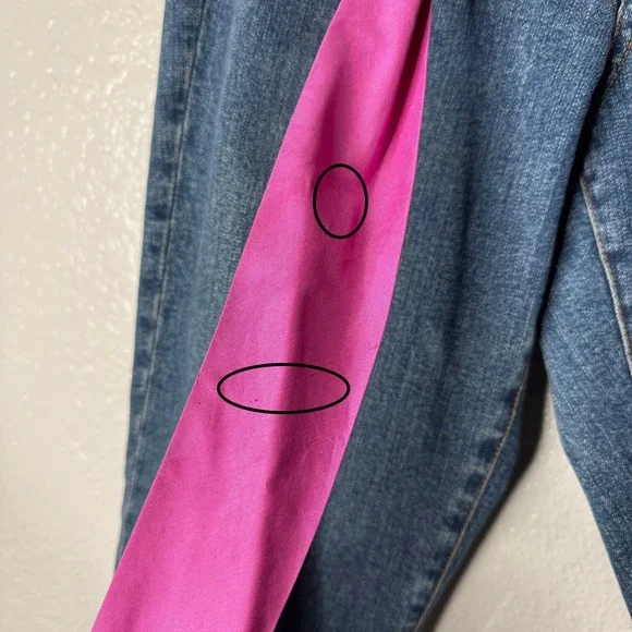 Too She She Y2K Cropped Jeans Pink Silk Belt Rhinestone Buckle Womens 6 Blue - Picture 5 of 12